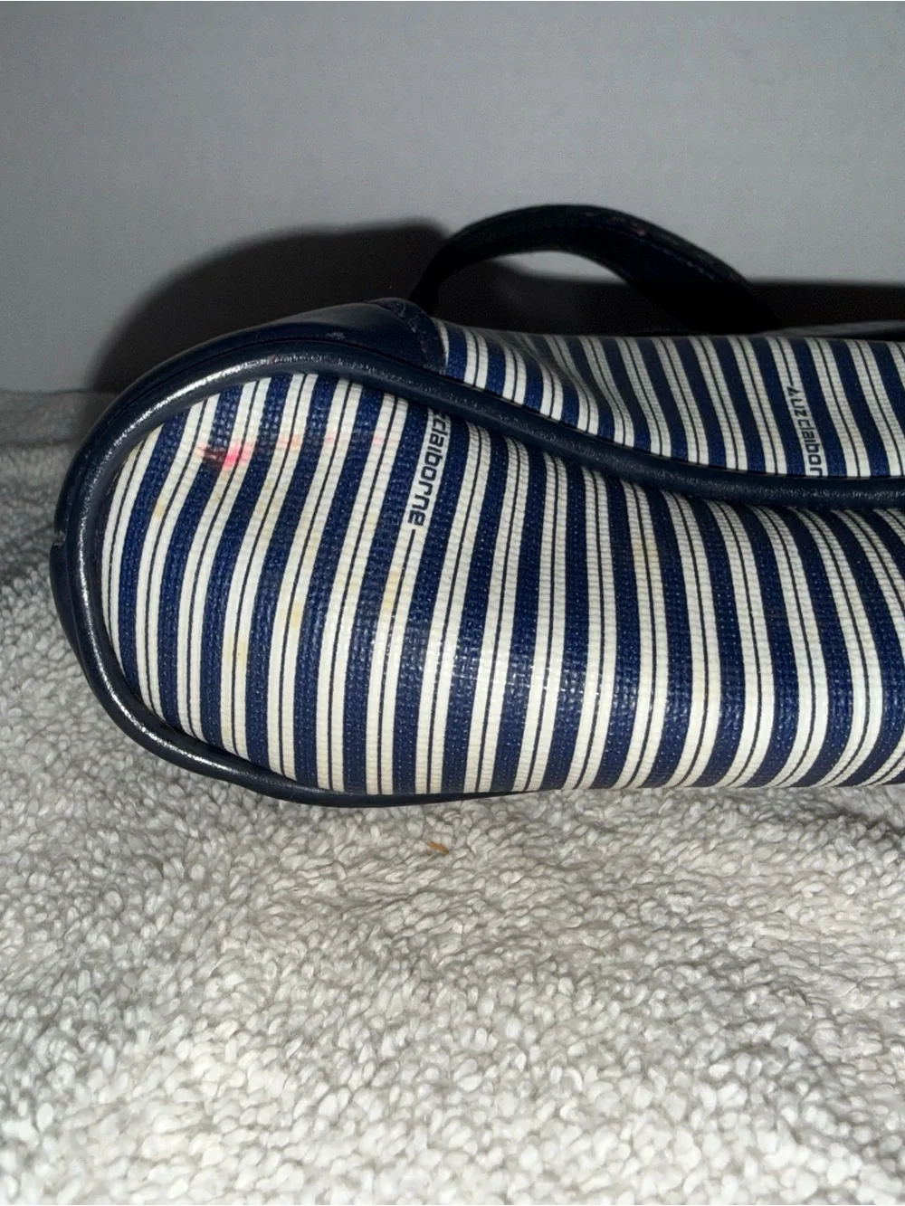Liz Claiborne Striped Navy and White Top-Handle Women's Bag
